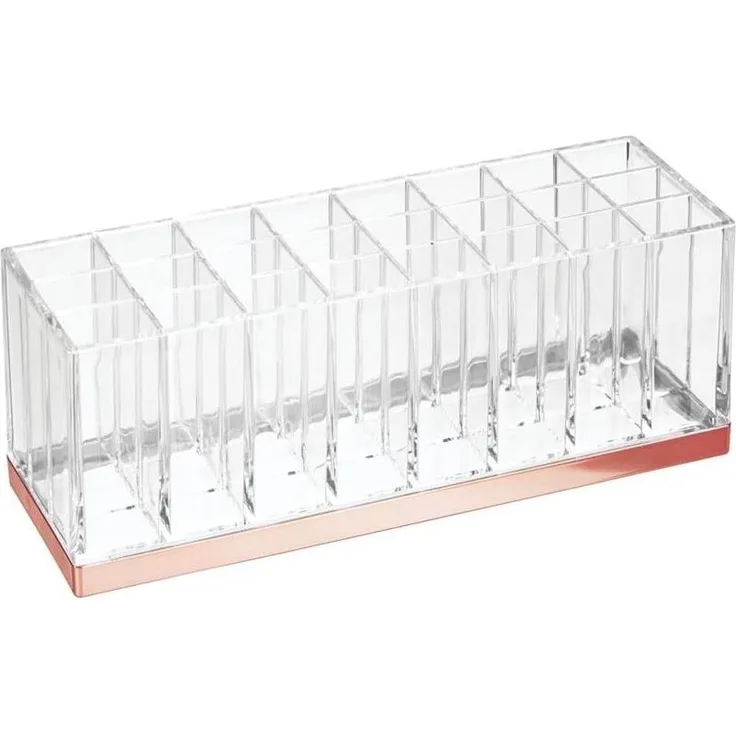 Aufbewahrungsbox Nagellack Lippenstift 24 Fächer mDesign Roségold/transparent