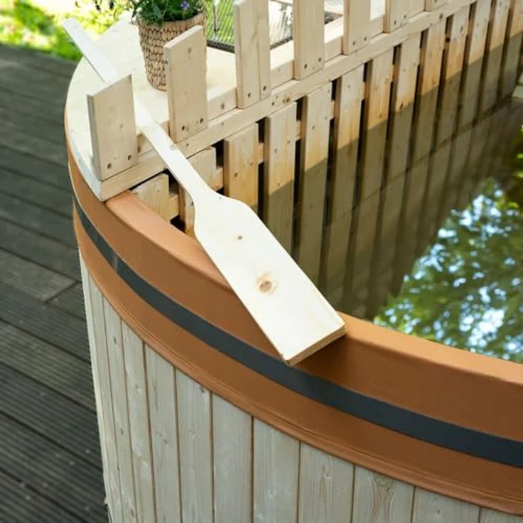 Home Deluxe Badefass SKANDI M - Outdoor Pool, Hot Tub mit Holzofen, skandinavischem Design und PVC-Innenverkleidung – Bild 8