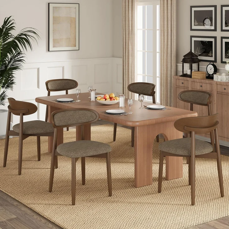 MALOL Esszimmerstühle 6er Set, Stühle Esszimmer, Ergonomischer Stuhl mit Massivholzrahmen, 5cm Schaumpolsterung, Bequeme Polstersitzfläche, Küchenstuhl für Zuhause und Gewerbe, Kamel