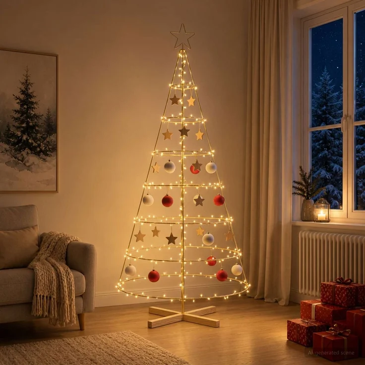 vidaXL Metall Weihnachtsbaum KUOPIO 180 cm Stahl Gold 42053808 – Bild 3