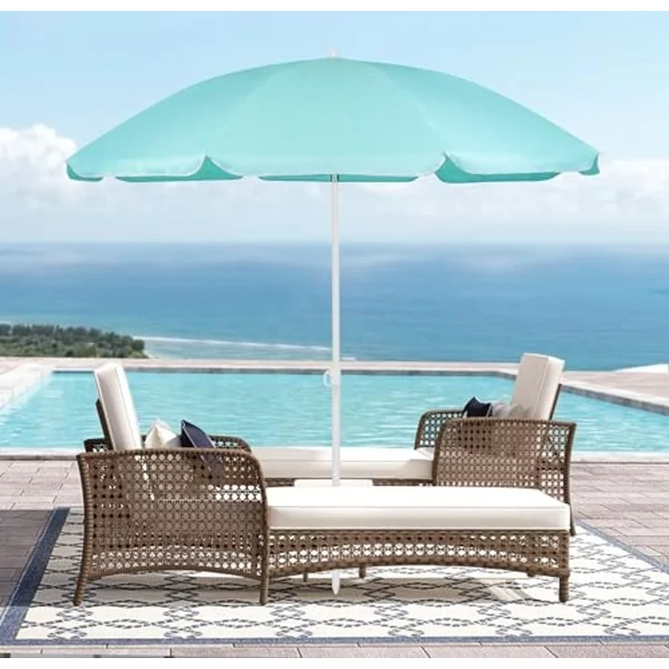 Sekey Sonnenschirm Sonnenschirm mit Schutzhülle 160cm Knickbar Gartenschirm Balkonschirm, LxB: 160,00x160,00 cm, Terrassenschirm Strandschirm, Sonnenschutz Balkon Terasse Rund UPF20+ – Bild 2