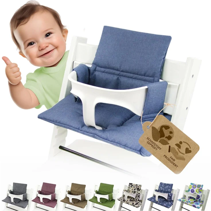 Ersatzbezug Sitzkissen kompatibel mit Stokke Tripp Trapp (org. blau) | Bezug Kissen-Set Sitzverkleinerer, Mod. 2