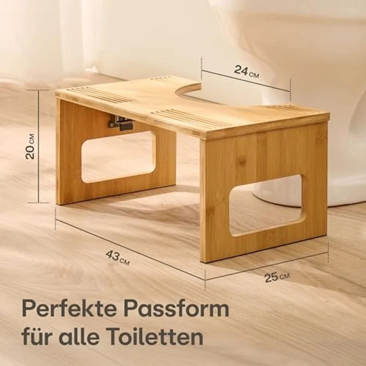 Praknu Fußhocker Klappbarer Toilettenhocker aus FSC® Bambus - Holz, Badezimmer – Bild 2
