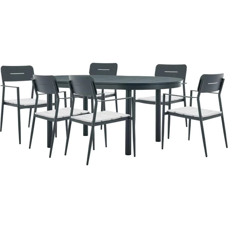 Vente-unique - LOTTYS Gartenessgruppe Metall Grau - B 56 cm99 cm x H 86 cm75 cm x L 56 cm220 cm170 cm – Bild 1