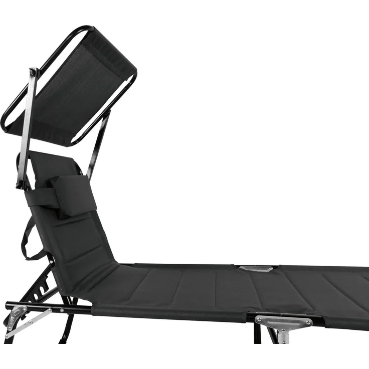 LEX XXL Gartenliege mit Sonnendach, gepolstert mit Kopfkissen, Aluminium, Schwarz, 70x200x45 cm – Bild 5