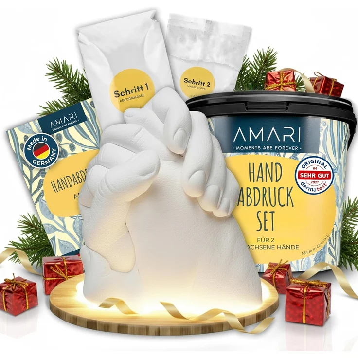 Amari Geschenkbox AMARI® Handabdruck Set für Paare - 3D Gipsabdruck Set Familie – Bild 1