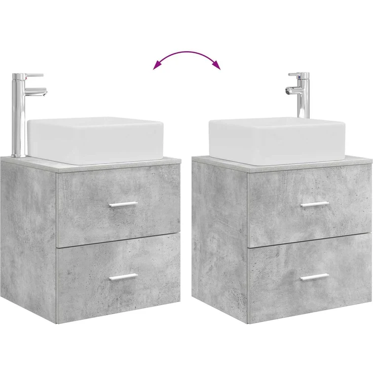 vidaXL Badezimmerschrank-Set 3 stk. Betongrau 129 x 41 x 80 cm 3405822 – Bild 11