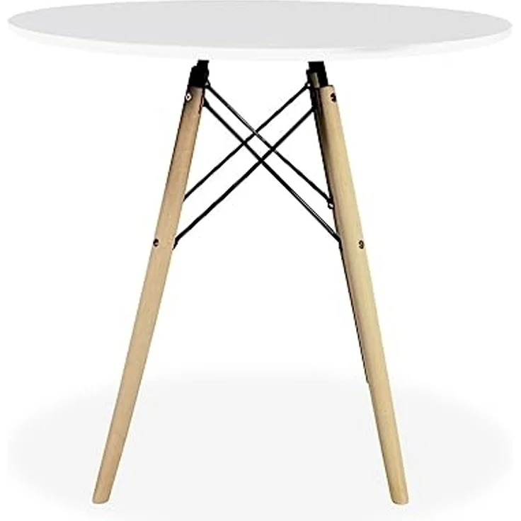Homey Weißer runder Esstisch oder Küchentisch, Modell Malmö, Melamin, 80 cm (L) x 80 cm (B) x 75 cm (H) – Bild 6