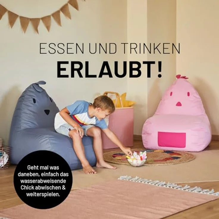 LUMALAND 'Animal Line Chicken' Kindersitzsack, indoor & outdoor, Polyester grau, 200 l – Bild 5