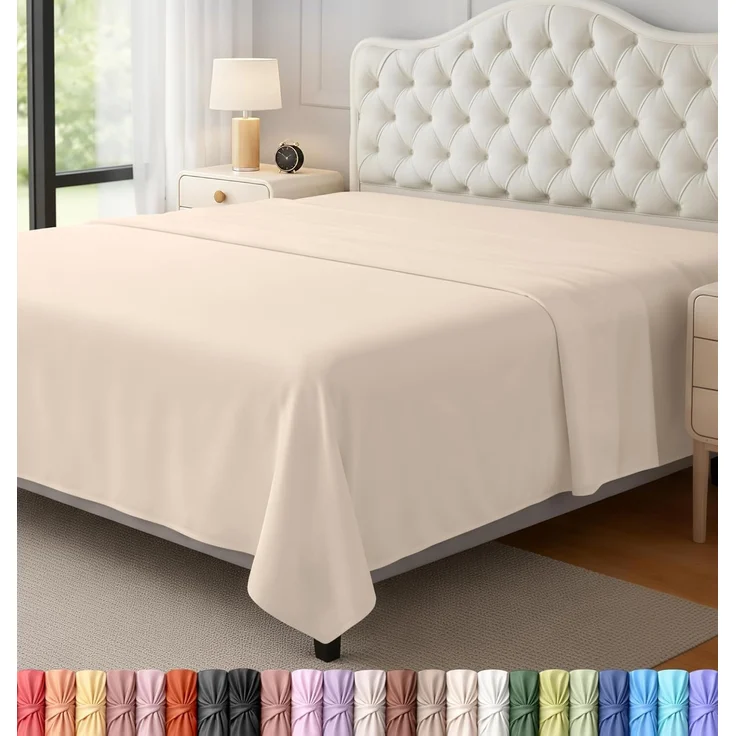 Utopia Bedding Mattes Bettlaken, weich gebürstetes Mikrofasergewebe, schrumpffreies und lichtbeständiges Oberlaken, pflegeleicht, nur 1 Bettlaken, Queensize, Beige