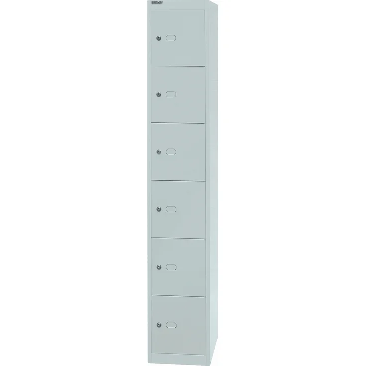 Bisley Schließfachschrank Office, 1 Abteil, 6 Fächer, T 457 mm, Farbe lichtgrau – Bild 3