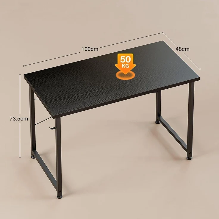 ODK Klein Schreibtisch Schwarz 100×48×74cm Computertisch Bürotisch mit – Bild 3