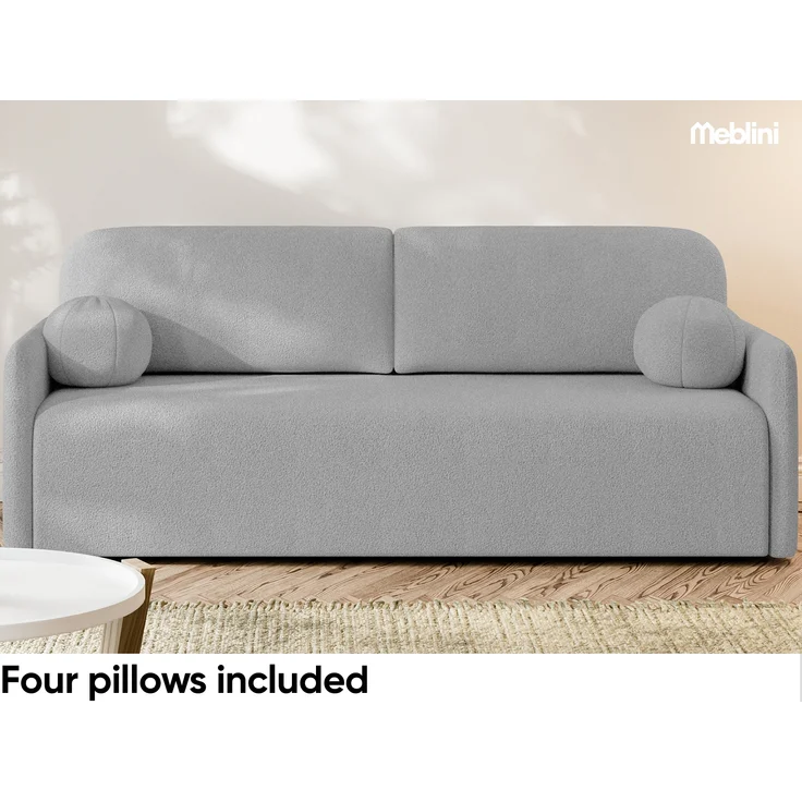 MEBLINI Sofa mit Schlaffunktion - ANAKIN - 210x90x93cm - Grau Boucle – Schlafcouch Ausziehbar - Schlafsofa mit Bettkasten - Sofabett - Couch mit Schlaffunktion – Klappsofa – Bild 6