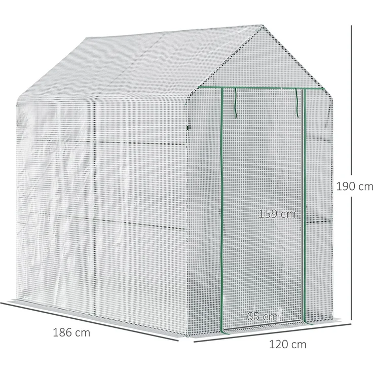 MELAYR, Gewächshaus aus Polyethylenfolie mit zweistufigem Regal, Balkongewächshaus, 29,5 x 14 x 91,5 cm, Weiß – Bild 5