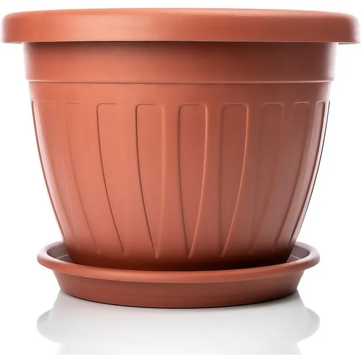BigDean Blumentopf mit Untersetzer rund, wetterfester Pflanzkübel, UV-beständig (Set, 1 St, Blumentopf + Untersetzer), hochwertiger wetterfester Kunststoff, inklusive passendem Untersetzer
