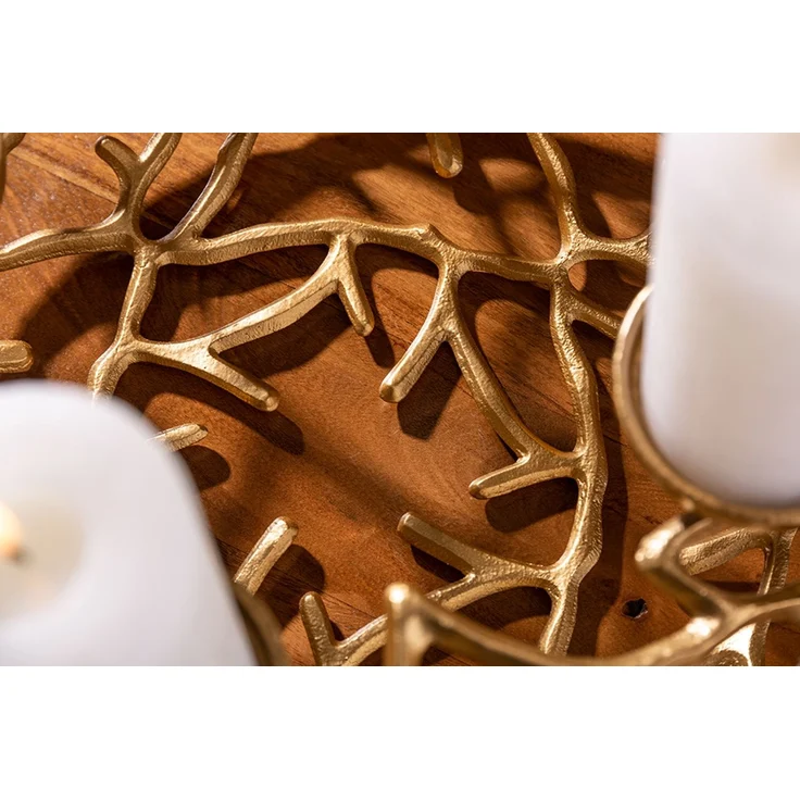 Stilvoller Kerzenständer Kranz CANDELA 38cm gold Aluminium Kerzenhalter – Bild 4