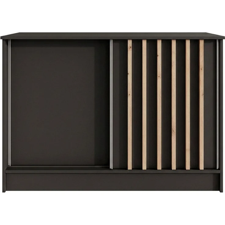 Beautysofa Kommode mit 2 Schiebetüren HORIZON (in 100 cm, 120 cm oder 160 cm, verschiedene Farben: Eiche Artisan, Schwarz, Weiß, Kaschmir), mit dekorativen Lamellen – Bild 4
