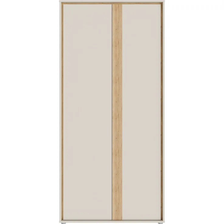 Drehtürenschrank >WEXLIN< 5 Böden, sandfarbig / Mauvella Eiche Dekor - 91,3x193,7x60cm (BxHxT)