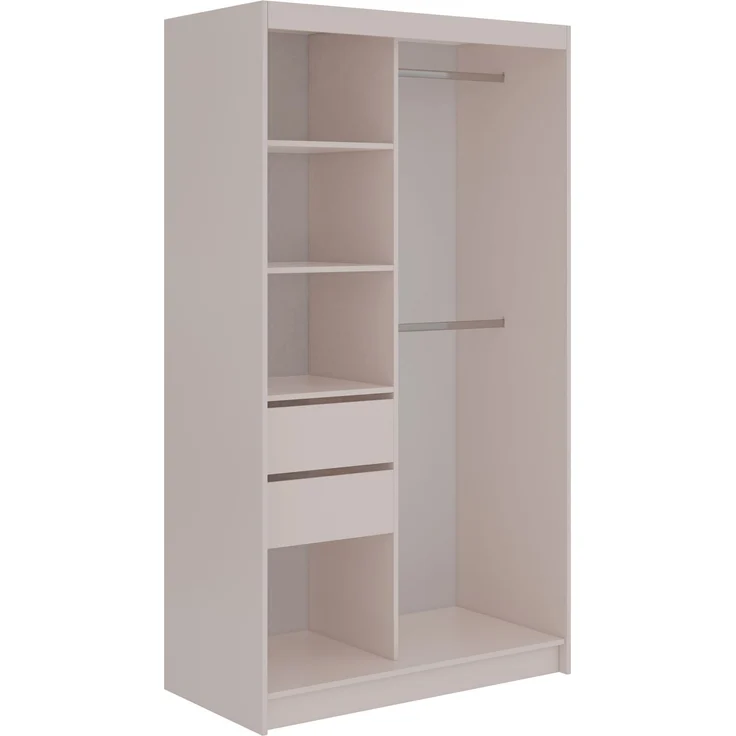 Schiebetürenschrank GRECJA 120 cm breite mit Spiegelfront und Dekor-Applikationen in Kaschmir, inkl. Kleiderstange & Einlegeböden mit Schubladen - Kaschmir – Bild 4