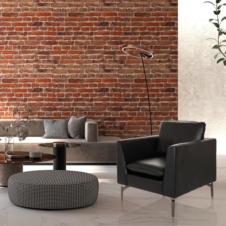 hjh OFFICE Loungesessel 1-Sitzer BAVERO Kunstleder Polsterstuhl Sessel für Wohnzimmer Bar Empfangsbereich, Relaxsessel gepolstert, Schwarz – Bild 2