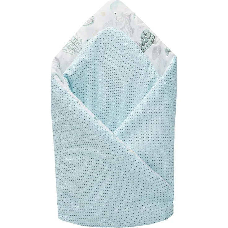Medi Partners Steckkissen 100% Baumwolle 75x75 cm Einschlagdecke Babyhörnchen doppelseitig weich ganzjährig multifunktional antiallergisch Babys (Ozean) – Bild 2