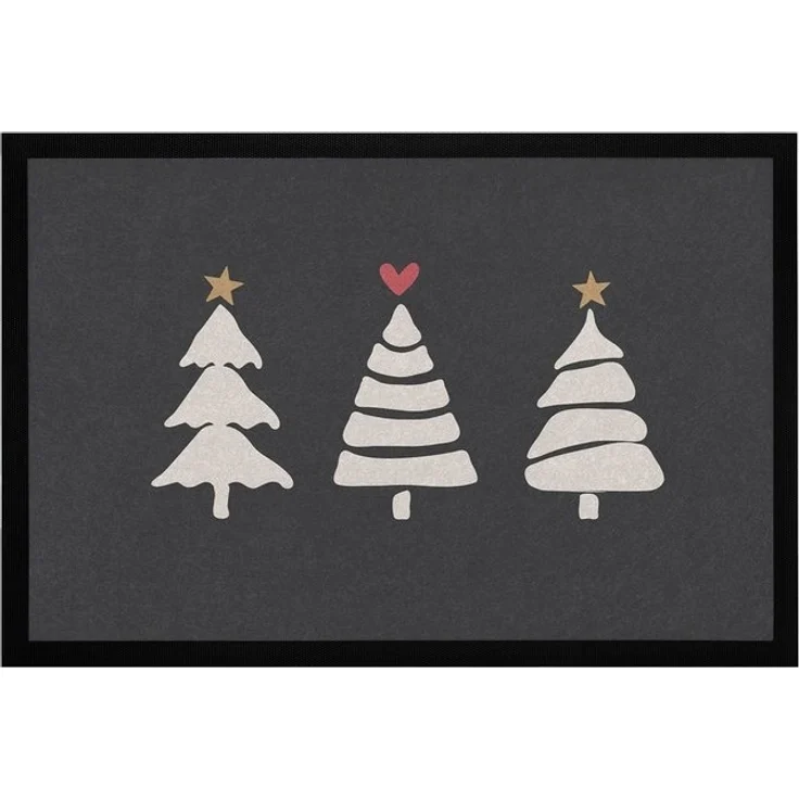 MoonWorks Fußmatte Fußmatte Winter Bäume Skandi Style Frohe Weihnachten rutschfest &, rechteckig – Bild 4