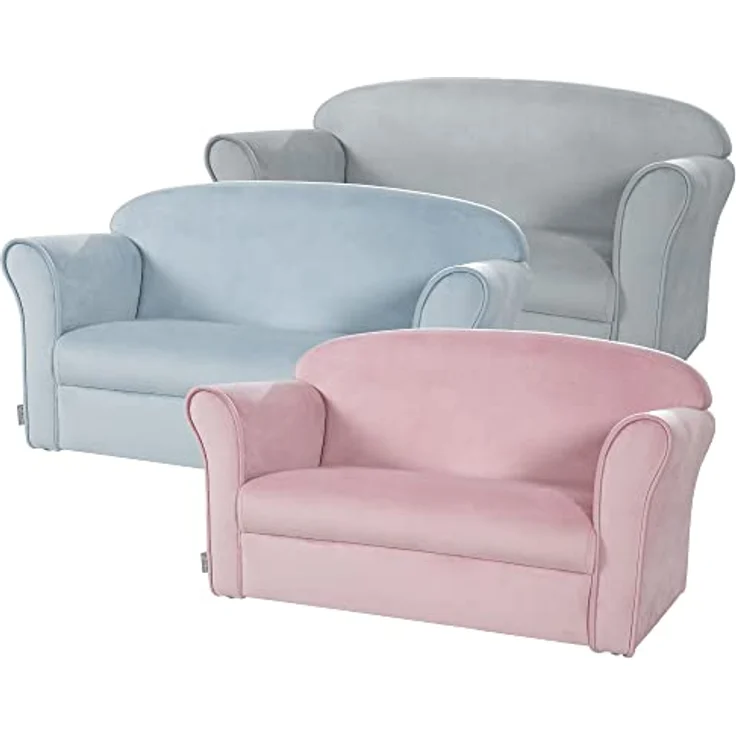 roba Kindersofa 'Lil Sofa' mit Armlehnen - Bequeme Kindercouch mit Samtstoff - Rosa – Bild 9