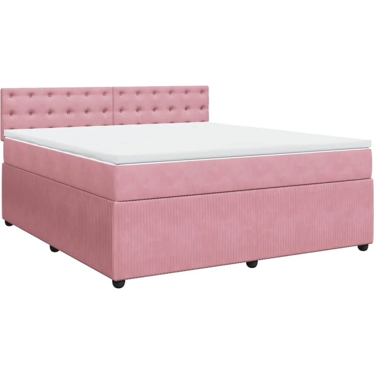 vidaXL Boxspringbett mit Matratze Rosa 180x200 cm Samt 3287823 – Bild 2