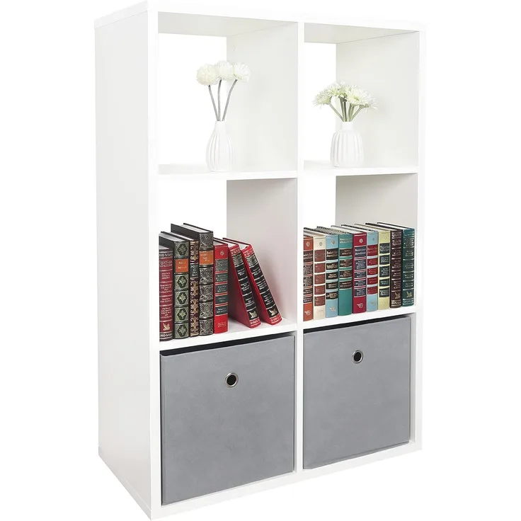 Standregal 107 x 73 x 33 cm weiß – Bücherregal Raumteiler Wohnzimmer RICOO WM079-WM