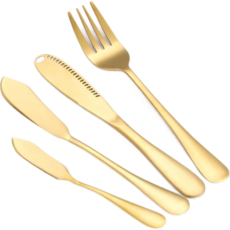 72 teiliges Besteck-Set für 12 Personen aus hochwertigem 18/10 Edelstahl in Gold – Bild 4