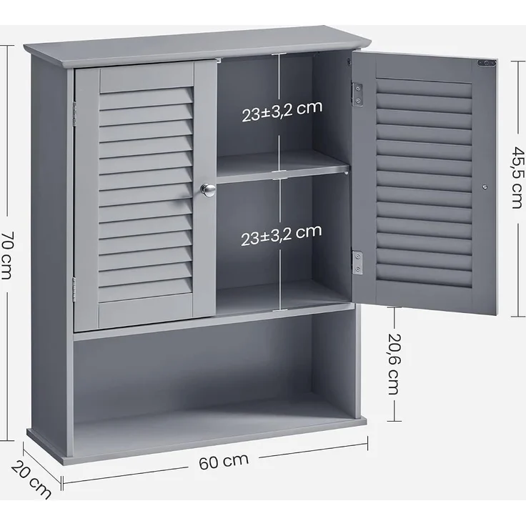 Vasagle Hängeschrank Badezimmerschrank Wandschrank, 20 x 60 x 70 cm – Bild 3