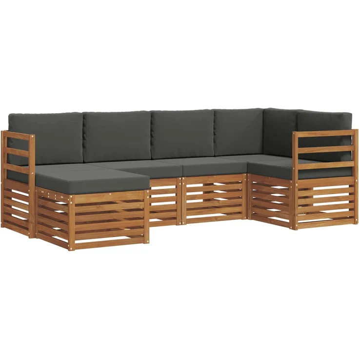 vidaXL Outdoor-Sofagarnitur 6 stk. 5-Sitzer Natur und Anthrazit 3375072 – Bild 2