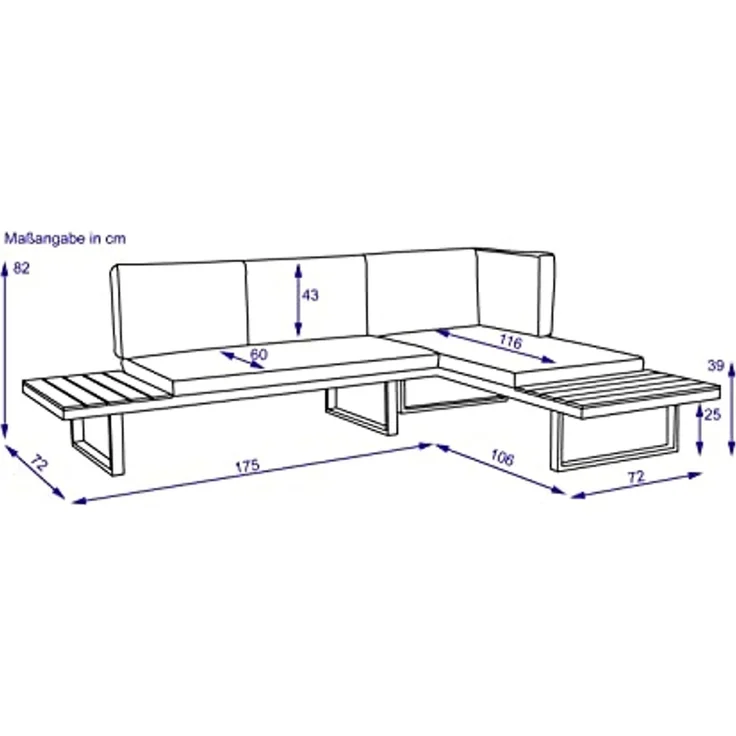 Loungeecke Outdoor Dubai grau Garten-Sofa Loungesofa Outdoorsofa Gartensofa Loungeelement – Bild 2