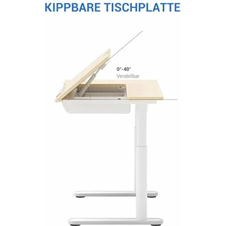 FlexiSpot SD2 Kinderschreibtisch elektrisch höhenverstellbar, neigbar, mit Stauraum & Taschenhaken – ergonomisch & praktisch – Bild 6