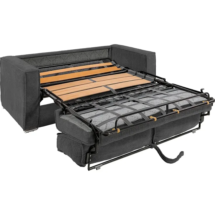 Vente-unique - LORETO Sofa SamtStoff Grau - B 223 cm95 cm x H 90 cm x L 195 cm – Bild 5