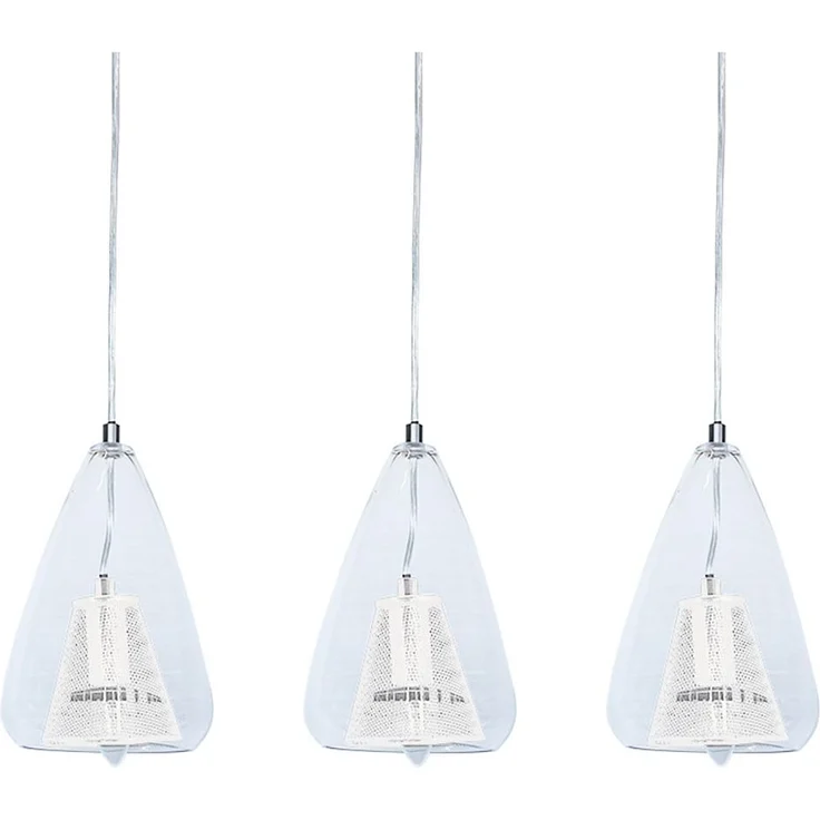Pendelleuchte, Glas klar, Metall weiß, H 150 cm – Bild 5