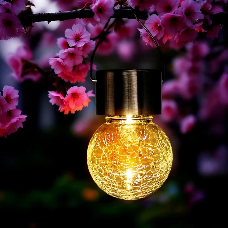 Spetebo LED Solarleuchte Solarleuchten in Bruchglas Optik, Ein-/Ausschalter, LED, warm weiß, Gartenbeleutung Hängekugeln Gartendeko – Bild 5