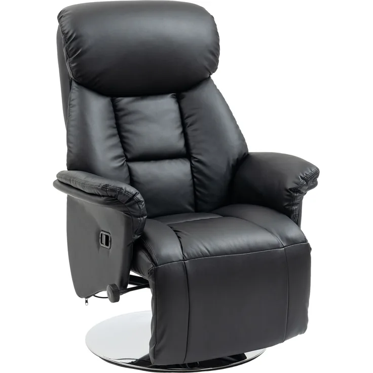 MELAYR, Relaxsessel, Liegefunktion, Lederoptik, Fußstütze, bis 150 kg, 78 x 80 x 109 cm, Schwarz