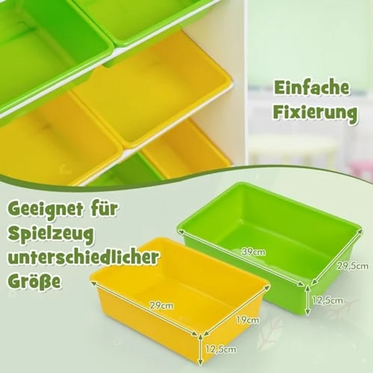 FANTASK Spielzeug-Organizer Bücherregal mit 8 Aufbewahrungsboxen, 2 offenen Regalen & Schrank, 4-stöckiges, 120 kg belastbar, Weiß – Bild 5