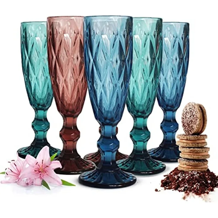 6 bunte Sektgläser 150ml Champagner Sektkelche Sektglas Proseccogläser Prosecco