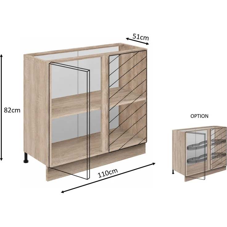 ECONO 24D – Eckunterschrank 110 cm, Weiß Hochglanz – Bild 6