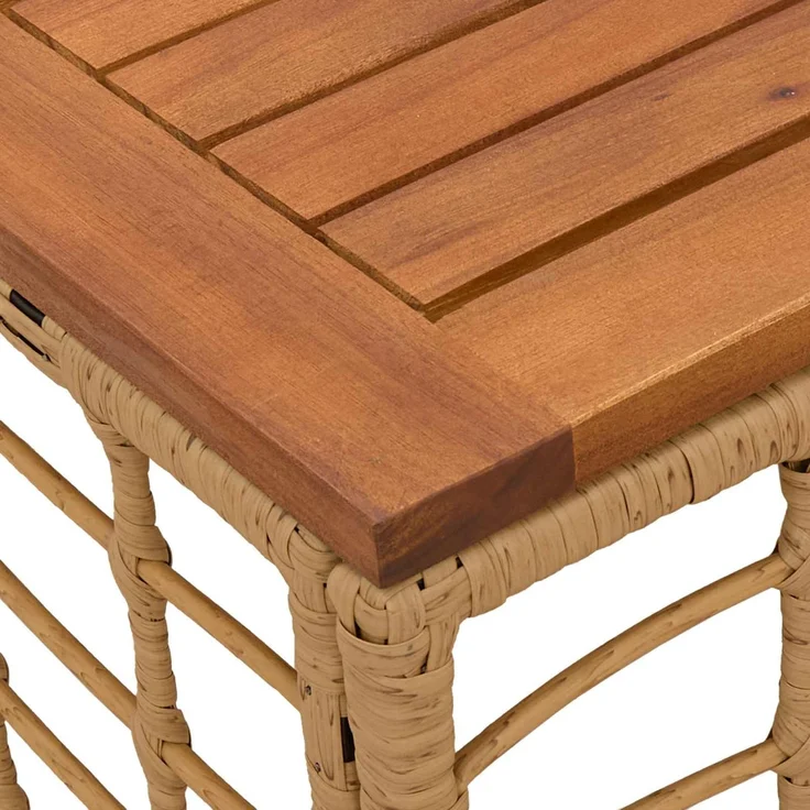 vidaXL Gartentisch Natur 55 x 55 x 37 cm PE Rattan und Glas 42035140 – Bild 5