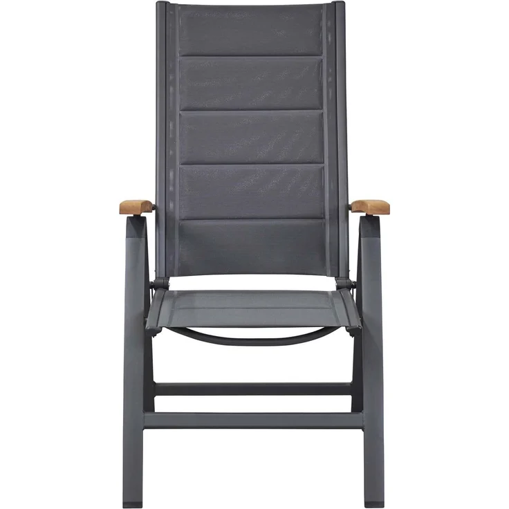 UNICAMO Klappstuhl, mit Teak Armlehnen, Sitz & Rückenlehne Textil – Bild 3