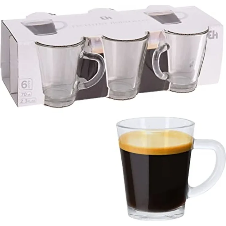 Koopmann Espressoglas mit Henkel 6tlg EH - Büro & Garten & Esszimmer & Wohnzimmer & Küche Gläser in Transparent
