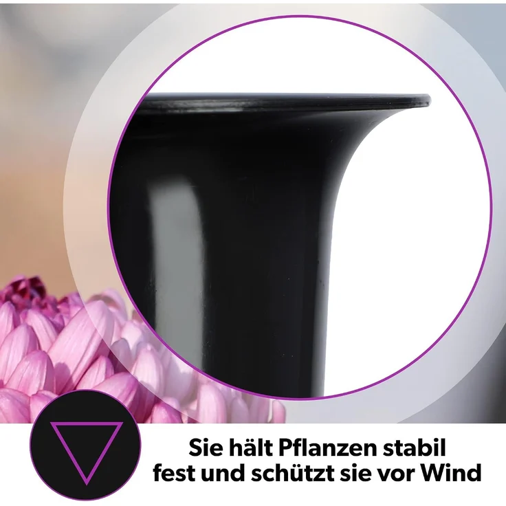 KADAX Vase, Fläschchen für Friedhof, Grabstein, 35 cm, Grabstein für Blumen, Schwarz – Bild 6