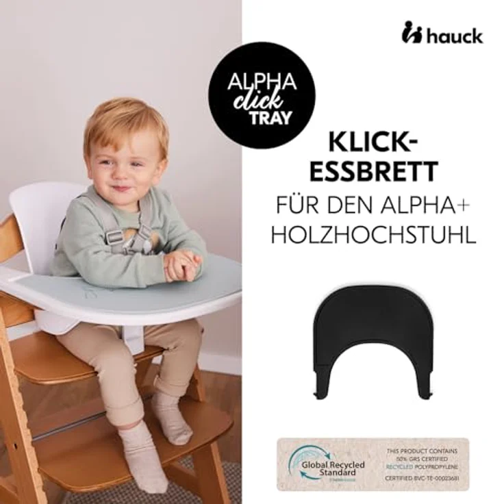Hauck Hochstuhltablett Alpha Click Tray, Black, Kunststoff, aus recyceltem Material – Bild 3