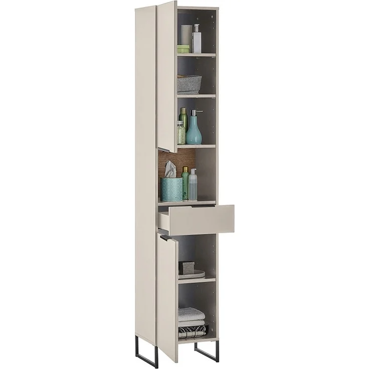 Hochschrank Djerba / Denver, Holzwerkstoff, Beige, Holzfarben, 38 x 195 x 32 cm – Bild 4