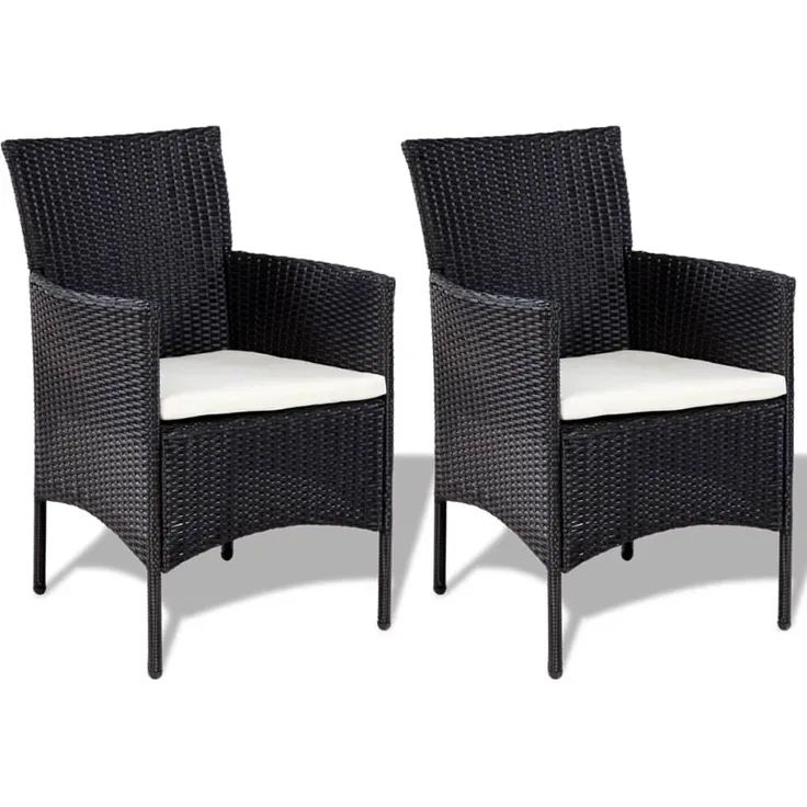 vidaXL 4-tlg. Garten-Lounge-Set mit Auflagen Poly Rattan Schwarz 44186