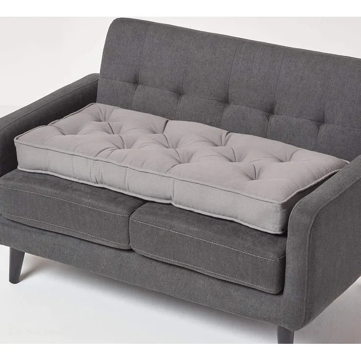 Homescapes Sitzkissen Sitzauflage für Zweisitzer-Sofa 100 x 48 cm – dickes Sitzkissen grau