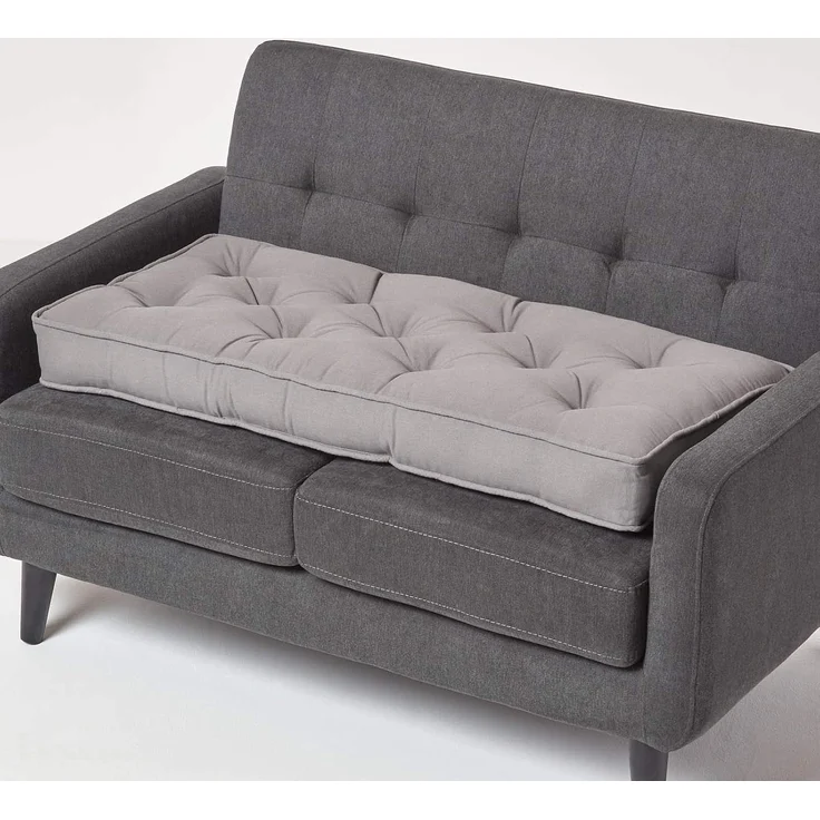 Homescapes Sitzkissen Sitzauflage für Zweisitzer-Sofa 100 x 48 cm – dickes Sitzkissen grau – Bild 1